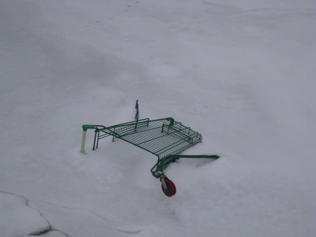 this poor trolley is frozen in the harbour for the whole winter. I suppose it'll sink when the summer comes.