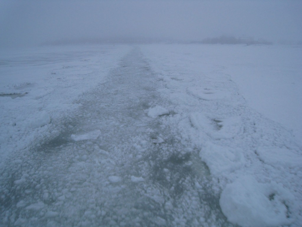 I took a ferry ride to an old naval base and this is the route the ferry takes back and forth all day - through the ice sheet.